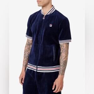 Fila retro full zip short sleeve velour mens jacket XL